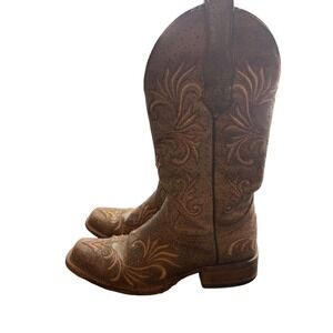 Circle G by Corral Brown Distressed Leather Floral Embroidered Boots L5194 6.5M